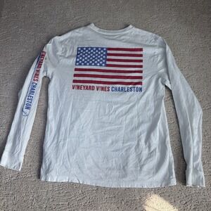 Men's Vineyard Vines Medium Golf Graphic Long Sleeve Tshirt‎ American Flag